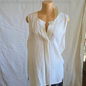 Eileen Fisher White Sleeveless Blouse